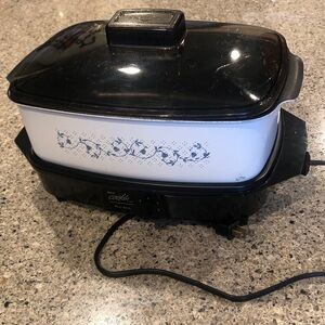 West Bend Vintage Electric Roaster with Blue Floral Pattern